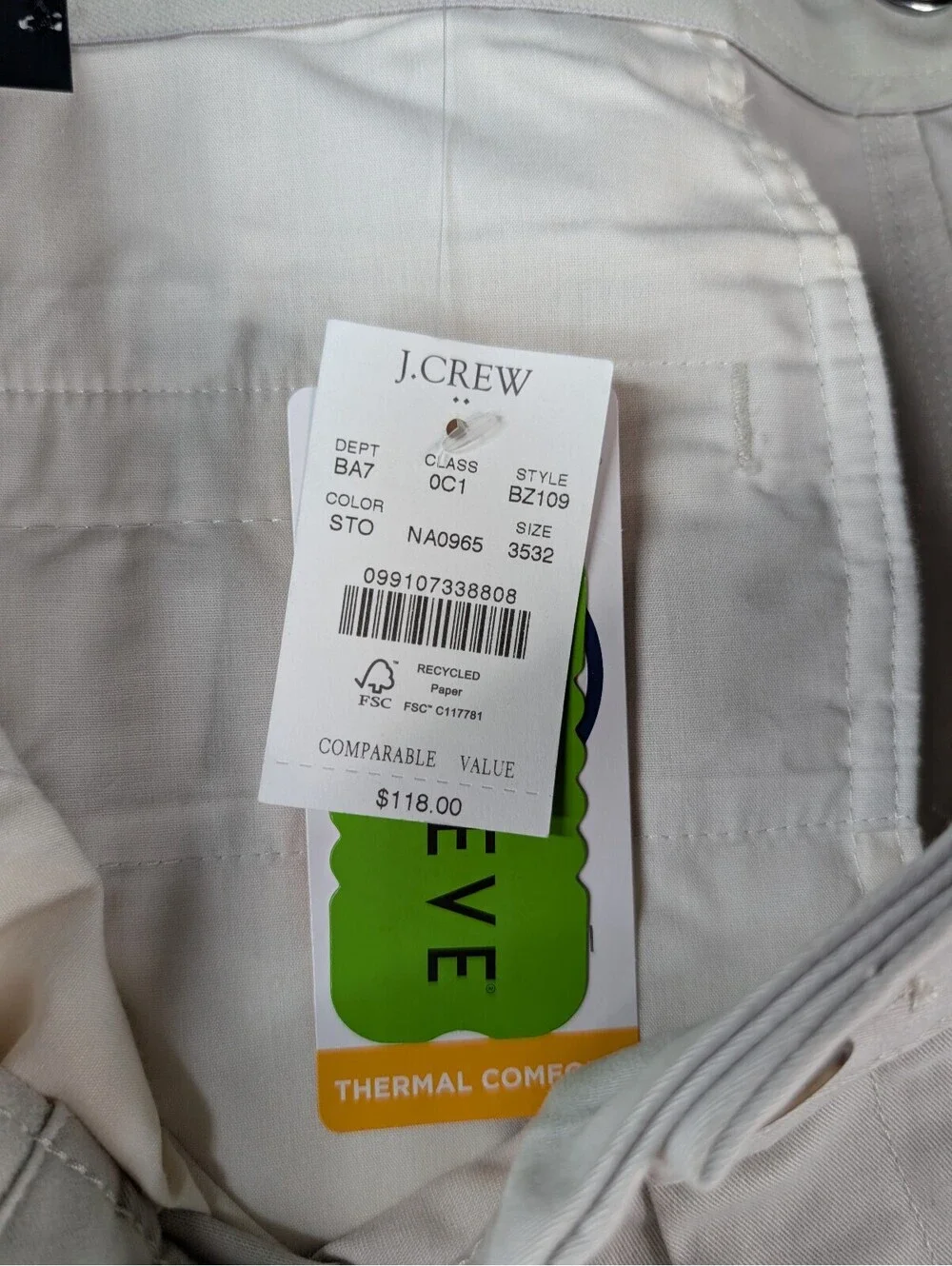 NWT J.Crew Flex Slim-Fit Stretch Chino Pants 35 X32